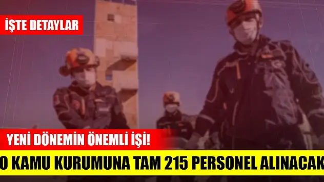 Yeni dönemin önemli işi! O Kamu kurumuna tam 215 personel alınacak. İşte detaylar