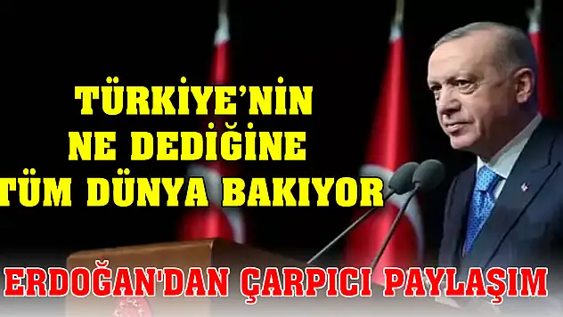 Cumhurbaşkanı Erdoğan'dan çarpıcı paylaşım: Türkiye'nin ne dediğine tüm dünya bakıyor