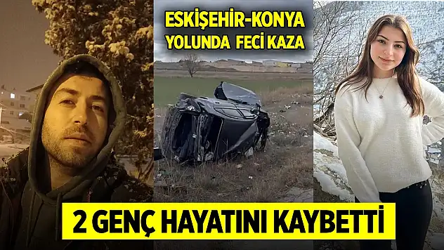Eskişehir-Konya yolunda direğe çarpan otomobildeki 2 genç öldü