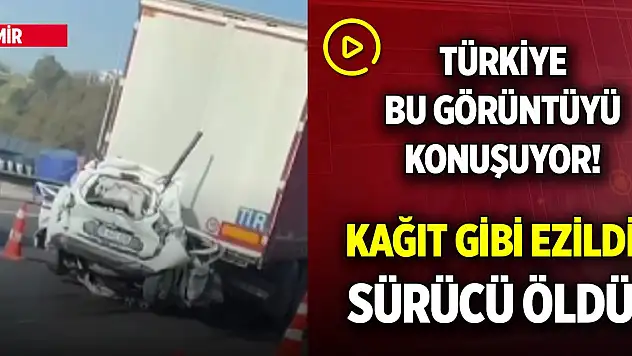 Yer İzmir... Türkiye bu görüntüyü konuşuyor! Araç kağıt gibi ezildi, 1 kişi öldü
