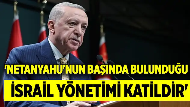Cumhurbaşkanı Erdoğan: 'Netanyahu'nun başında bulunduğu İsrail yönetimi katildir'