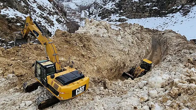 Mahalle yoluna çığ düştü