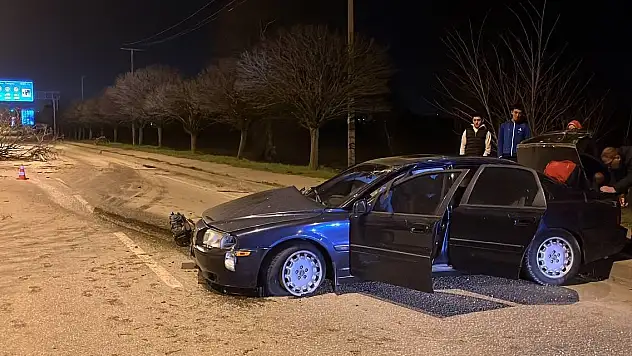 İki ağacı kökünden söken otomobil, karşı şeride uçtu: Sürücünün burnu bile kanamadı