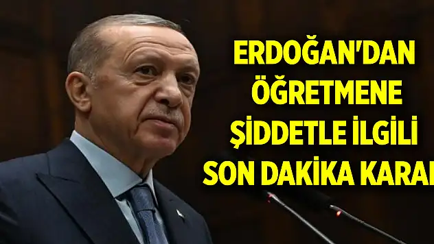 Cumhurbaşkanı Erdoğan'dan öğretmene şiddetle ilgili son dakika karar
