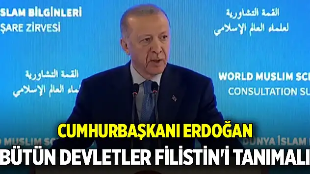 Cumhurbaşkanı Erdoğan: Bütün devletler Filistin'i tanımalı