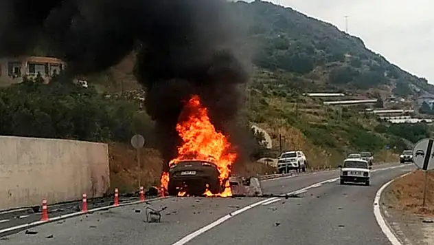 İstinat duvarına çarpıp alev aldı! Otomobildeki 2 turist feci şekilde can verdi