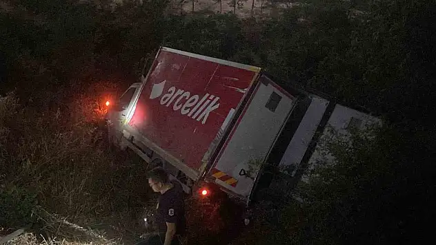 Freni boşalan kamyonet uçurumdan uçtu