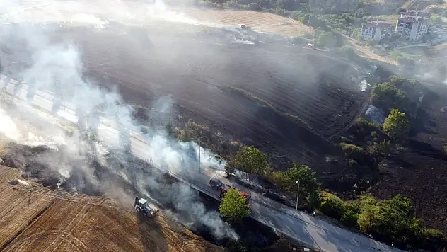 Edirne'de anız yangını, yerleşim yerine sıçramadan söndürüldü