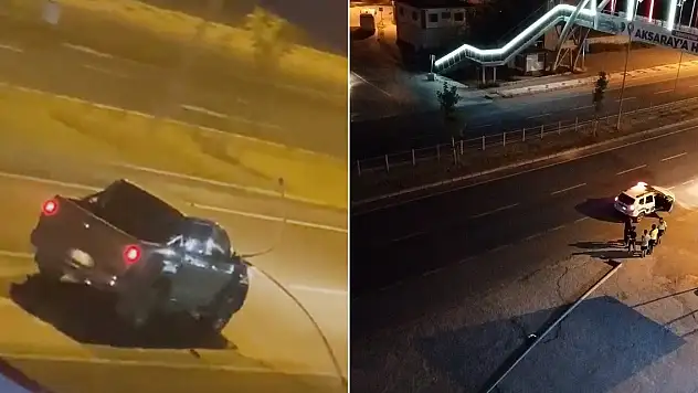 Kamyonet, direğe çarptı sürücü araca saplanan demir parçaları ile yoluna devam etti