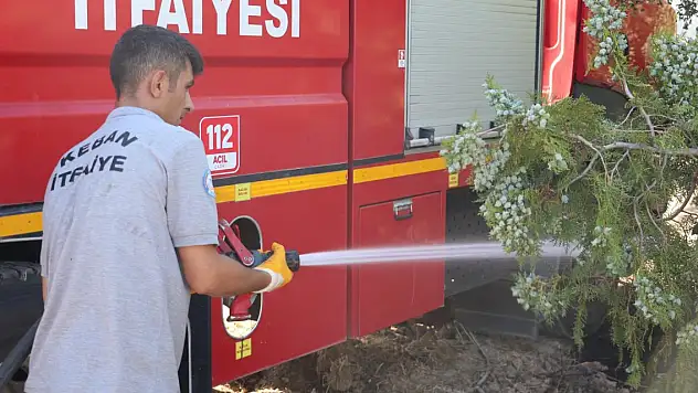 Elazığ'da örtü yangını 1'i itfaiye personeli 5 kişi dumandan etkilendi