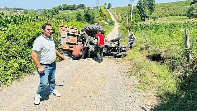 Kontrolden çıkan traktör devrildi: 1 ölü, 3 yaralı