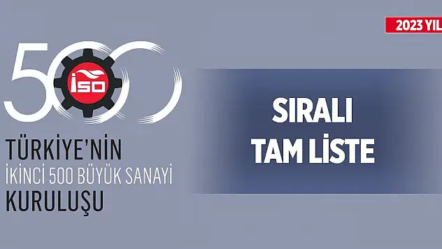 İSO İkinci 500 Listesindeki firmalar (Sıralı tam liste)