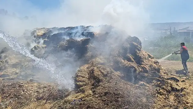 Saman yığını küle döndü