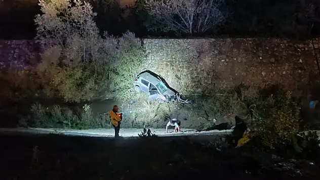Yola çıkan köpeğe çarptıktan sonra dereye düşün otomobilin sürücüsü yaralandı