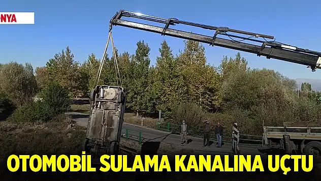Konya'da kontrolden çıkan otomobil sulama kanalına uçtu