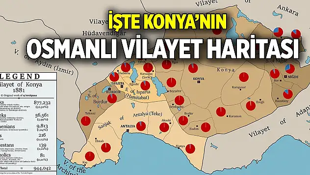 İşte Konya'nın Osmanlı vilayet haritası