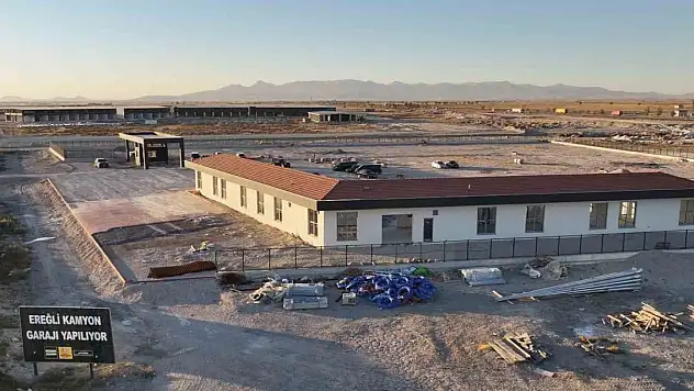 Konya'daki sona yaklaşılan garajda 130 tır aynı anda park edebilecek