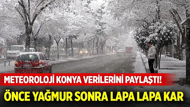Meteoroloji Konya verilerini paylaştı! Önce yağmur sonra lapa lapa kar