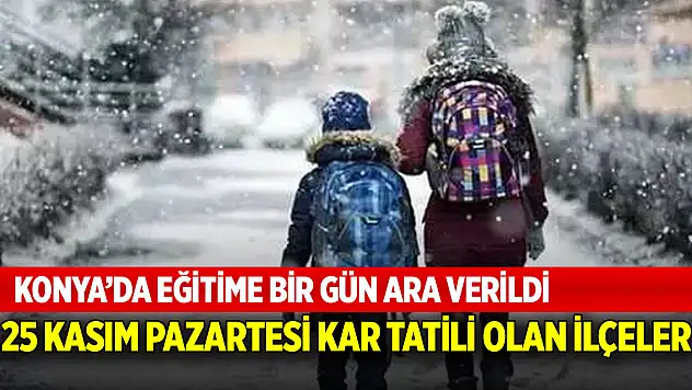 Konya'da eğitime bir gün ara! 25 Kasım Pazartesi kar tatili olan ilçeler
