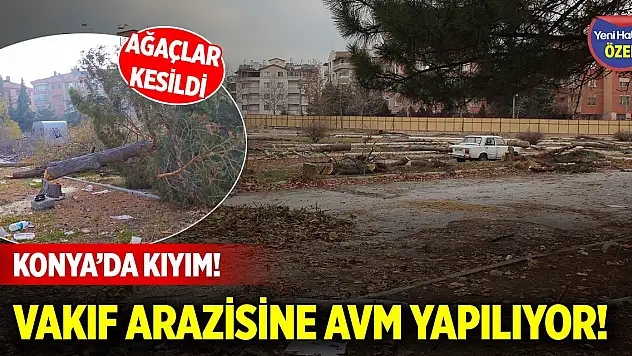 Konya'da kıyım! Ağaçlar kesildi, vakıf arazisine AVM yapılıyor!