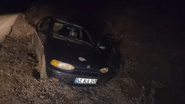 Konya Seydişehir'de otomobil devrildi