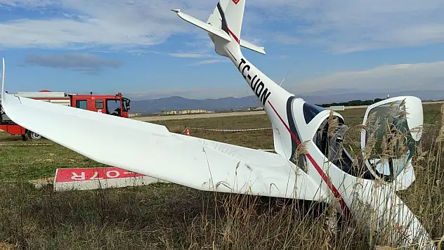 Yenişehir Havalimanı'nda eğitim uçağı pistten çıktı