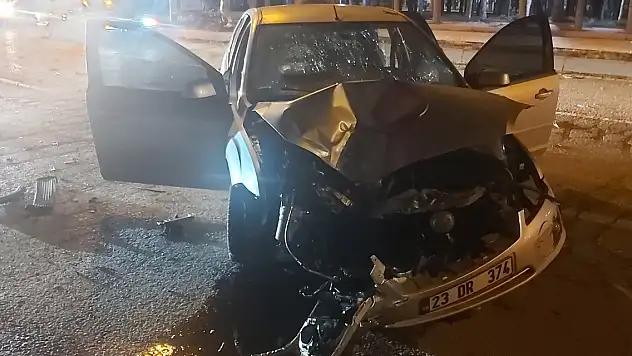 Refüje çıkıp ağaca çarpan otomobilde 4 kişi yaralandı