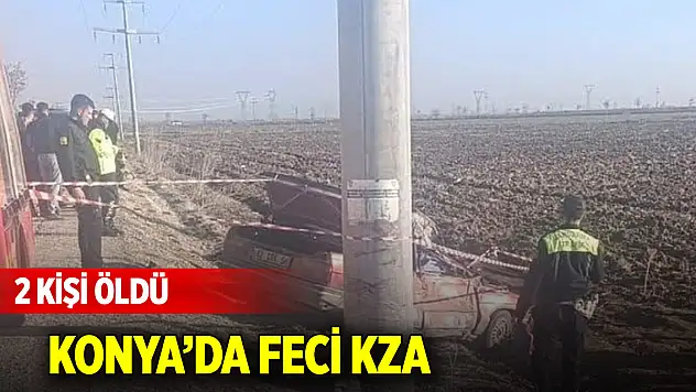 Konya'da direğe çarpan otomobildeki 2 kişi öldü