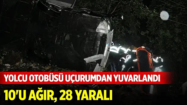 Yolcu otobüsü uçurumdan yuvarlandı: 10'u ağır, 28 yaralı