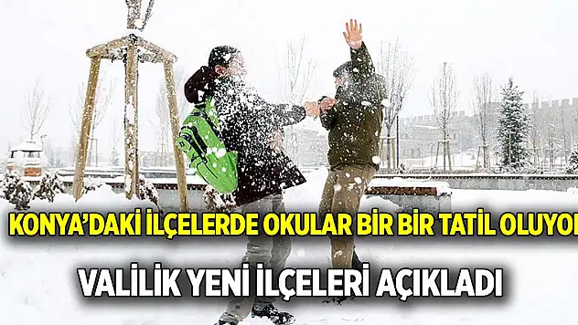 Konya'daki ilçelerde okular bir bir tatil oluyor  Valilik yeni ilçeleri açıkladı