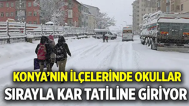 Konya'nın ilçelerinde okullar  Sırayla kar tatiline giriyor