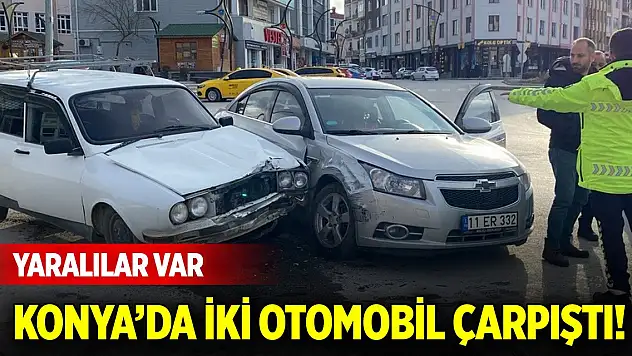 Konya'da iki otomobil çarpıştı! Yaralılar var
