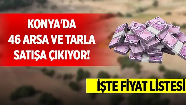 Konya'da 46 arsa ve tarla satışa çıkıyor! İşte fiyat listesi