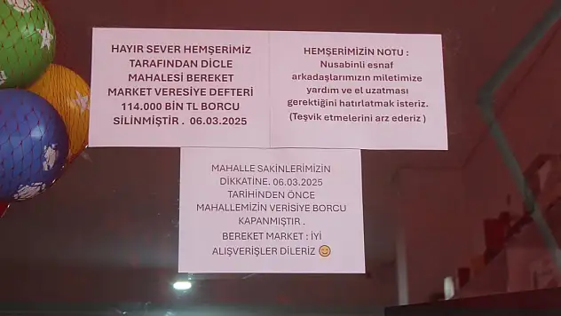 Marketin 114 bin liralık veresiye borcunu ödedi