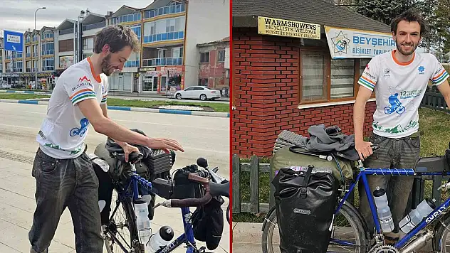 Bisikletiyle dünya turuna çıktı, Konya'da mola verdi