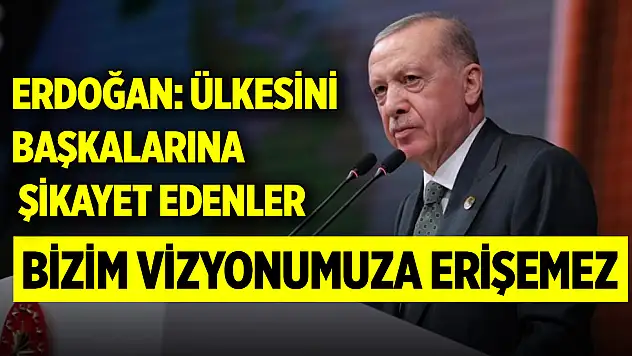 Erdoğan: Ülkesini başkalarına şikayet edenler bizim vizyonumuza erişemez