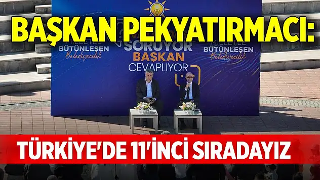 Başkan Pekyatırmacı: Türkiye'de 11'inci sıradayız, buna göre hareket ediyoruz