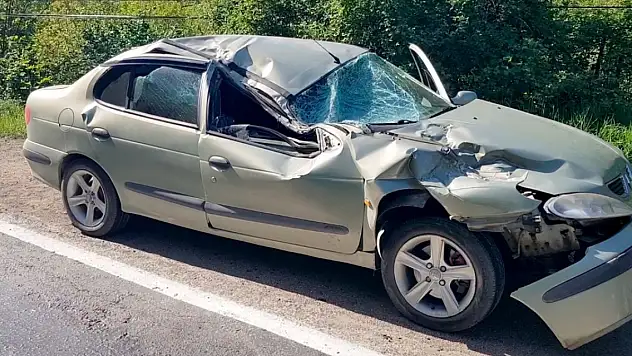 Üzerine kaya parçası düşen otomobildeki 5 kişi yaralandı