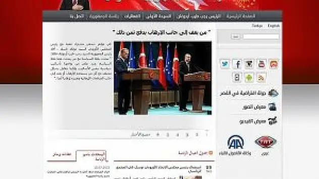 Cumhurbaşkanlığının Arapça internet sitesi yayında