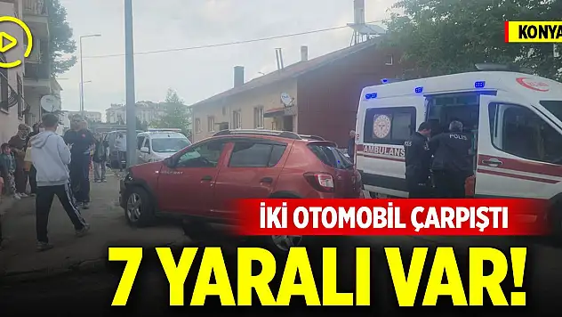 Konya'da iki otomobil çarpıştı, 7 kişi yaralandı