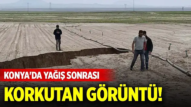 Konya'da yağış sonrası korkutan görüntü!