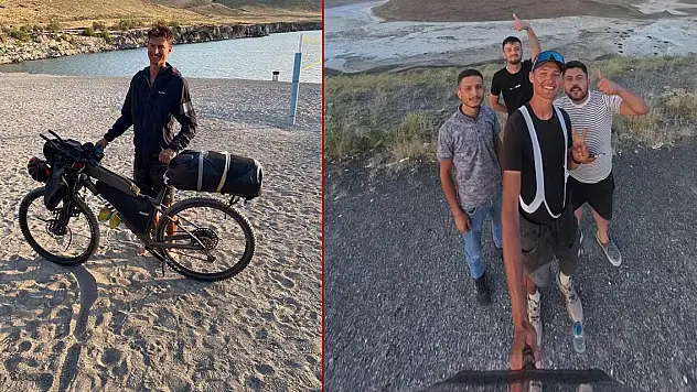 Alman bisikletçi Meke Gölü ve Acıgöl'ün eşsiz doğasının keyfini çıkardı