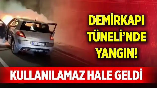 Demirkapı Tüneli'nde alev alan otomobil kullanılamaz hale geldi