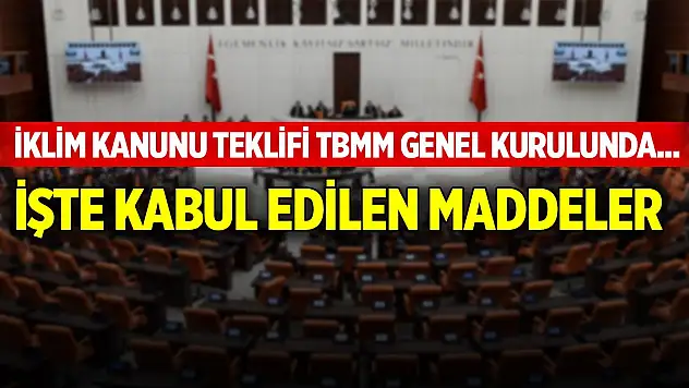 İklim Kanunu Teklifi TBMM Genel Kurulunda... İşte kabul edilen maddeler