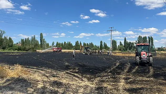 Konya'da hasadı beklenen buğday tarlasında yangın