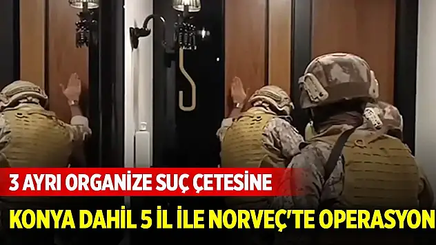 3 ayrı organize suç çetesine Konya dahil 5 il ile Norveç'te operasyon