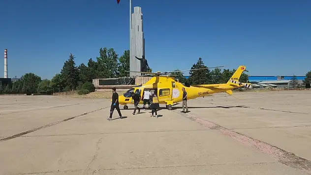 Konya'da hava ambulansı sağlık çalışanı için havalandı