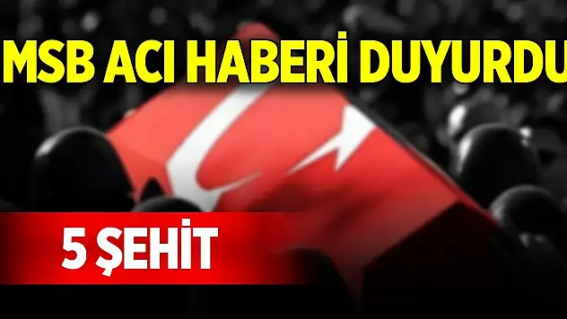 MSB acı haberi duyurdu: 5 şehit