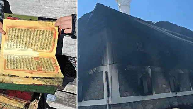 Yangın çıkan cami büyük hasar aldı: Kur'an-ı Kerim'ler zarar görmedi