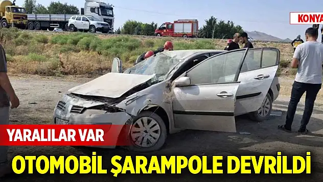 Konya'da otomobil şarampole devrildi: Yaralılar var
